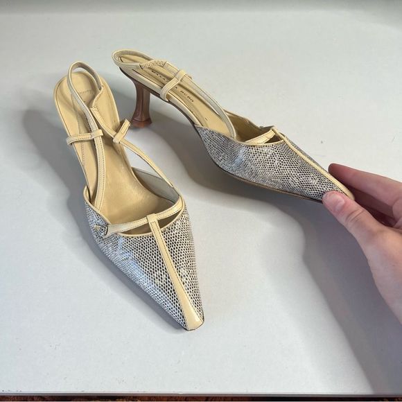 BCBGMaxAzria Beige and Snake Print Heels - Picture 2 of 4